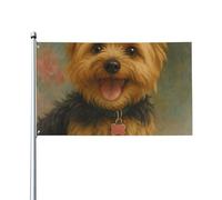 Bandieras Da Cortile Cute Yorkshire Terrier And Doughnut Garden Flag Tutte Le Stagioni Bandiera Garden Alta Qualità Bandiera Di Benvenuto Per Prato Veranda Spiaggia 90X150 CM