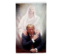 Bandieras Da Cortile Donald Praying With Jesus Shooting Fight 2024 Bandiera Di Benvenuto Decorativo Bandiera Garden Per Spiaggia Patio Prato 90X150 CM