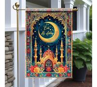 Bandieras Da Cortile Eid Al Adha Crescent Moon Mosque Florals Border Islamic Festival Durevole Bandiera Garden Anniversario Bandiera Di Benvenuto Per Spiaggia Patio S