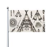 Bandieras Da Cortile Feather Head Band Teepee Tent Bandiera Di Benvenuto Tutte Le Stagioni Garden Flag Durevole Striscione Per Prato Spiaggia Patio 90X150Cm