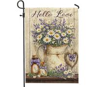 Bandieras Da Cortile Flower Rustic Farmhouse Jug Heart Spring Violet Divertente Bandieras Tutte Le Stagioni Bandiera Garden Decorativo Bandiera Di Benvenuto Per Patio Spiaggia 30X45Cm