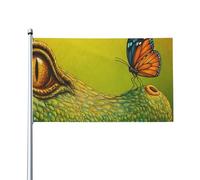 Bandieras Da Cortile Funny Crocodile And Butterfly Divertente Bandieras Tutte Le Stagioni Garden Flag Alta Qualità Striscione Per Patio Prato Spiaggia 90X150 CM
