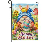 Bandieras Da Cortile Gnome Spring Festive Egg Chick Easter Yellow Divertente Bandieras Decorativo Bandiera Garden Durevole Garden Flag Per Esterni Patio 30X45Cm