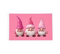 Bandieras Da Cortile Gnome Winter Christmas Pink Garden Flag Anniversario Bandiera Garden Alta Qualità Striscione Per Prato Esterni Spiaggia 90X150 Cm
