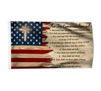 Bandieras Da Cortile God’S Ten Commandments American Faith Strong Christians Grommet God Bandiera Garden Striscione Alta Qualità Per Veranda Prato 90X150 Cm