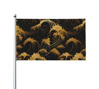 Bandieras Da Cortile Gold Wave Divertente Bandieras Decorativo Striscione Anniversario Bandiera Di Benvenuto Per Esterni Spiaggia Veranda 90X150 CM