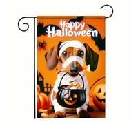 Bandieras Da Cortile Halloween Dachshund Dog Pumpkin Ghost Skeleton Fall Decorativo Garden Flag Anniversario Bandiera Di Benvenuto Per Esterni Veranda S