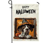 Bandieras Da Cortile Halloween German Shorthaired Pointer Dog Cute Window Fun Bandiera Di Benvenuto Alta Qualità Bandiera Garden Durevole Divertente Bandieras Per Esterni Patio 30X45Cm