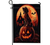 Bandieras Da Cortile Halloween Irish Setter Dog Spooky Pumpkins Pet Divertente Bandieras Durevole Bandiera Garden Tutte Le Stagioni Garden Flag Per Spiaggia Patio 30X45Cm