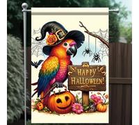 Bandieras Da Cortile Halloween Parrots Pumpkin Witch Hat Trick Or Treat Spooky Haunted House Holiday Durevole Striscione Anniversario Bandiera Di Benvenuto Per Prato Patio S