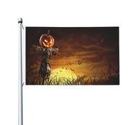 Bandieras Da Cortile Halloween Pumpkin Scarecrow In The Field Garden Flag Decorativo Striscione Tutte Le Stagioni Divertente Bandieras Per Spiaggia Prato Veranda 90X150 CM