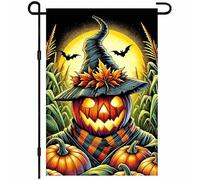 Bandieras Da Cortile Halloween Welcome Pumpkin Scarecrow Night Scene Bandiera Garden Tutte Le Stagioni Garden Flag Alta Qualità Bandiera Di Benvenuto Per Prato Patio Veranda S