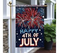 Bandieras Da Cortile Happy 4Th Of July Red White Blue Fireworks Independence Day Patriotic Durevole Divertente Bandieras Alta Qualità Bandiera Di Benvenuto Per Esterni Spiaggia M