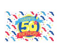 Bandieras Da Cortile Happy 50Th Birthday 50Th Birthday'S Party Striscione Bandiera Di Benvenuto Durevole Per Esterni Prato 90X150 Cm