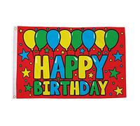 Bandieras Da Cortile Happy Birthday Red Happy Anniversary Divertente Bandiera Tutte Le Stagioni Bandiera Garden Per Patio Spiaggia Veranda 90X150 CM
