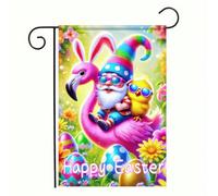 Bandieras Da Cortile Happy Easter Gnome Flamingo Chick Design With Easter Egg Decorativo Garden Flag Durevole Bandiera Garden Per Prato Patio S