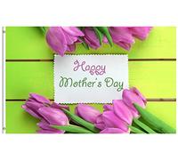 Bandieras Da Cortile Happy Mother'S Day Mom Tulips Purple Flowers Letter For Mother Divertente Bandieras Bandiera Di Benvenuto Decorativo Per Spiaggia Patio 90X150 Cm