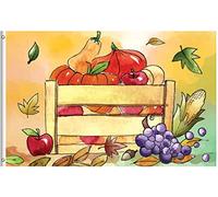 Bandieras Da Cortile Happy Thanksgiving Day Autumn Harvest Fruit Vegetable Divertente Bandieras Durevole Garden Flag Per Prato Spiaggia Veranda 90X150 CM