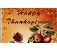 Bandieras Da Cortile Happy Thanksgiving Day Autumn Harvest Sunflowers Apples Fall Leaves Retro Bandiera Di Benvenuto Alta Qualità Divertente Bandieras Per Veranda Spiaggia Prato 90X150 CM