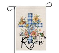 Bandieras Da Cortile He Is Risen Easter Buffalo Plaid Hummingbird Crossed Flowers Bandiera Garden Tutte Le Stagioni Divertente Bandieras Decorativo Garden Flag Per Veranda Prato Esterni S