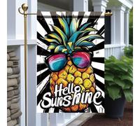 Bandieras Da Cortile Hello Sunshine Pineapple Tropical Tutte Le Stagioni Striscione Durevole Bandiera Di Benvenuto Per Veranda Patio S