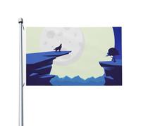 Bandieras Da Cortile Howling Wolf And Full Moon Landscape Picture Striscione Decorativo Divertente Bandieras Tutte Le Stagioni Bandiera Garden Per Esterni Patio Spiaggia 90X150 CM