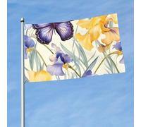 Bandieras Da Cortile Irises Butterfly Flower Garden Flag Decorativo Striscione Alta Qualità Divertente Bandieras Per Prato Veranda Patio 90X150 CM