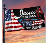 Bandieras Da Cortile Jesus Is My Savior Is My President Garden Flag Tutte Le Stagioni Striscione Per Patio Spiaggia Esterni 90X150 CM