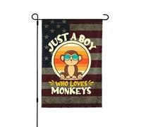 Bandieras Da Cortile Just A Boy Who Loves Monkeys Tutte Le Stagioni Striscione Durevole Divertente Bandieras Per Prato Spiaggia S
