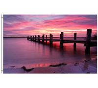 Bandieras Da Cortile Landing Stage At Morning Light Sunrise Beautiful Summer Landscape Seasonal Garden Flag Bandiera Di Benvenuto Decorativo Per Prato Patio 90X150 Cm