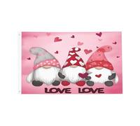 Bandieras Da Cortile Love Gnome Heart Bandiera Garden Anniversario Divertente Bandieras Decorativo Bandiera Di Benvenuto Per Esterni Patio Prato 90X150 Cm
