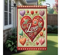 Bandieras Da Cortile Love Heart With Embroidered Florals Pattern For Day Wedding Anniversary Romantic Home Decorativo Bandiera Garden Tutte Le Stagioni Divertente Bandieras Per Veranda Prato M