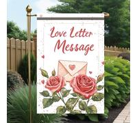 Bandieras Da Cortile Love Letter Message Romantic Roses Envelope Heart Tutte Le Stagioni Striscione Decorativo Bandiera Di Benvenuto Per Spiaggia Patio S