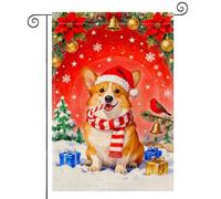 Bandieras Da Cortile Merry Christmas Burlap Dog Corgi With Candy Cane Red Background Snow Scene Decorativo Bandiera Garden Alta Qualità Bandiera Di Benvenuto Per Spiaggia Veranda S