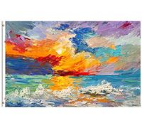 Bandieras Da Cortile Of The Sea Multicolored Sunset On The Horizon Watercolor Summer Divertente Bandieras Striscione Anniversario Per Prato Spiaggia 90X150 Cm