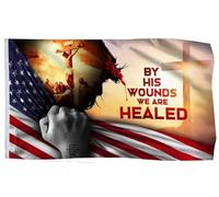 Bandieras Da Cortile One Nation Under God Christianty Jesus American By His Wounds We Are Healed Striscione Divertente Bandieras Anniversario Per Esterni Prato 90X150 Cm