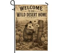 Bandieras Da Cortile Opossum Rustic Vintage Cactus Flower Summer Brown Bandiera Garden Durevole Divertente Bandieras Tutte Le Stagioni Garden Flag Per Spiaggia Esterni 30X45Cm