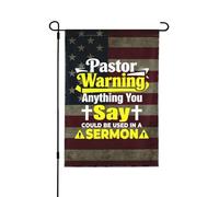 Bandieras Da Cortile Pastor Warning Anything You Say Could Be Used In A Sermon Alta Qualità Bandiera Garden Anniversario Divertente Bandieras Per Patio Prato S