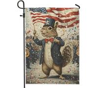 Bandieras Da Cortile Patriotic Squirrel Red White Blue Celebration Divertente Bandieras Durevole Bandiera Garden Decorativo Garden Flag Per Prato Patio Spiaggia 30X45Cm