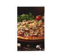 Bandieras Da Cortile Pizza With Mushrooms And Tomatoes On Top Divertente Bandieras Tutte Le Stagioni Garden Flag Alta Qualità Bandiera Garden Per Esterni Spiaggia Prato 90X150Cm