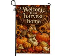 Bandieras Da Cortile Pumpkin Fall Rustic Sunflower Squirrel Fall Oranges Divertente Bandieras Durevole Bandiera Garden Anniversario Striscione Per Spiaggia Patio 30X45Cm