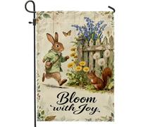 Bandieras Da Cortile Rabbit Spring Fanciful Squirrel Butterfly Spring Green Bandiera Di Benvenuto Durevole Bandiera Garden Alta Qualità Divertente Bandieras Per Esterni Patio 30X45Cm