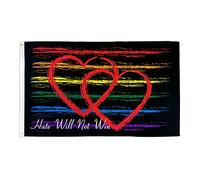 Bandieras Da Cortile Rainbow Hate Will Not Win More Love Less Hate Bandiera Garden Alta Qualità Divertente Bandiera Per Patio Veranda Spiaggia 90X150 CM