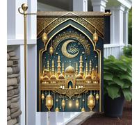 Bandieras Da Cortile Ramadan Blessing Crescent Moon Mosque Lantern Islamic Golden Architecture Alta Qualità Bandiera Garden Decorativo Bandiera Di Benvenuto Per Veranda Esterni S