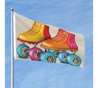Bandieras Da Cortile Retro Colorful Roller Skates Striscione Bandiera Di Benvenuto Anniversario Per Spiaggia Patio 90X150 Cm