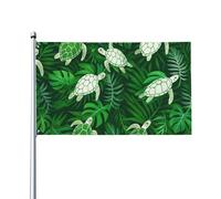 Bandieras Da Cortile Sea Turtle And Green Monstera Bandiera Garden Decorativo Striscione Durevole Bandiera Di Benvenuto Per Patio Prato Veranda 90X150 CM