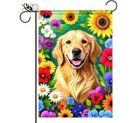 Bandieras Da Cortile Spring Cute Golden Retriever Alta Qualità Divertente Bandieras Durevole Striscione Per Patio Esterni S