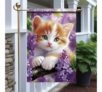 Bandieras Da Cortile Spring Kitten Oranges And White Cat With Lilac Flowers Florals Seasonal Tutte Le Stagioni Bandiera Di Benvenuto Anniversario Striscione Per Esterni Spiaggia S