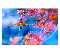 Bandieras Da Cortile Spring Summer Birds With Pink Flowers Bandiera Garden Anniversario Divertente Bandieras Per Esterni Spiaggia Veranda 90X150 CM