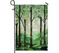 Bandieras Da Cortile Spring Summer Forests Green Tree Nature Scene Bandiera Di Benvenuto Tutte Le Stagioni Divertente Bandieras Anniversario Striscione Per Prato Spiaggia 30X45Cm